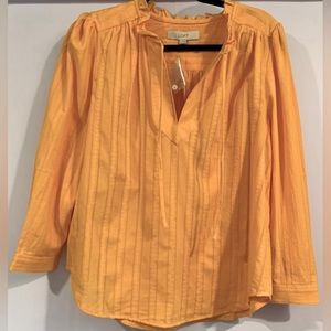 NWT, LOFT, 3/4 Sleeve 100% Cotton Blouse in Goldenrod, Size Medium